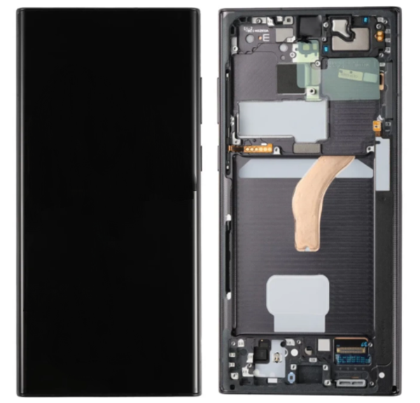 TE Samsung S22 Ultra 5G S908E Uyumlu Çıtalı Lcd Ekran Siyah - Image 1