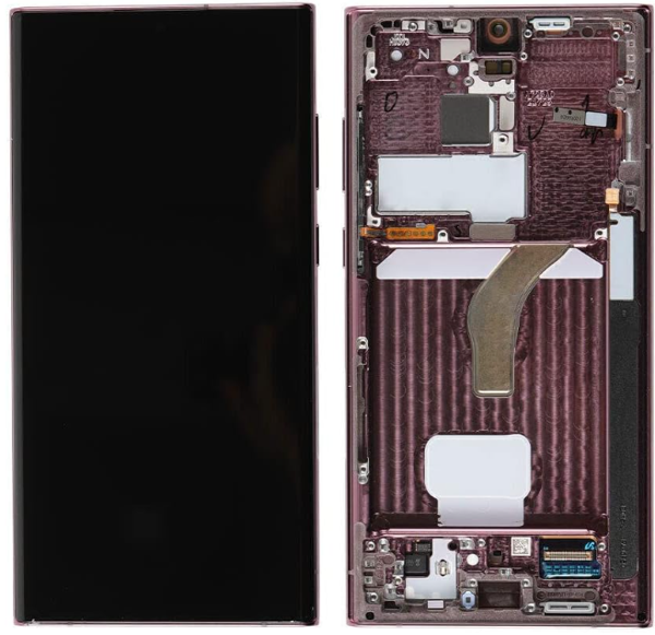 TE Samsung S22 Ultra 5G S908E Uyumlu Çıtalı A Kalite Lcd Ekran Kırmızı - Image 1