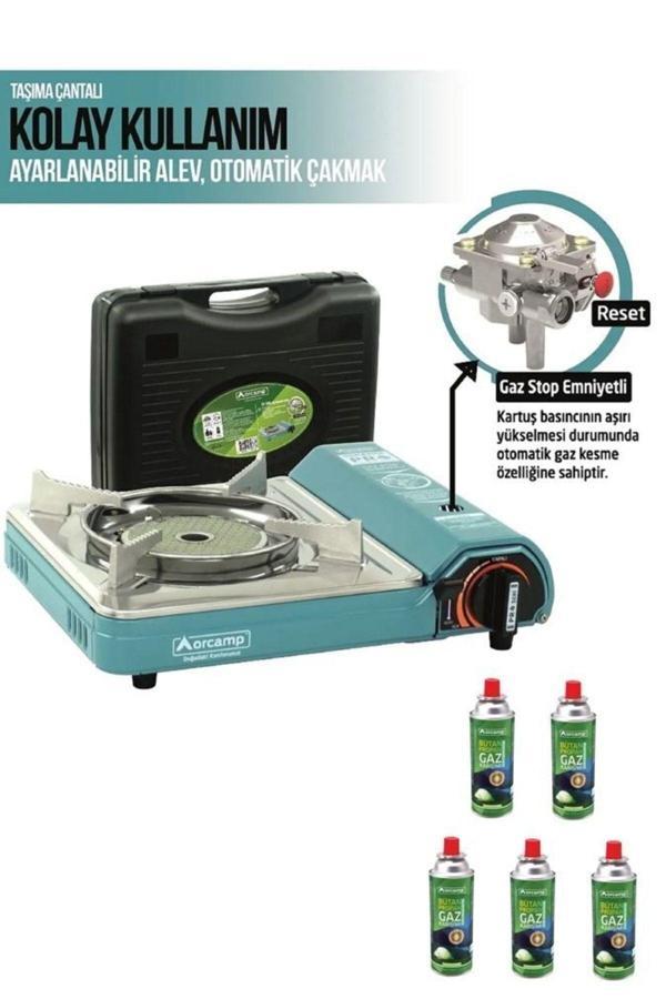 Pro Portatif Seramik Kamp Ocak Ck-508 Gaz Stop Emniyetli 5 Adet 227 Kartuş - Image 1