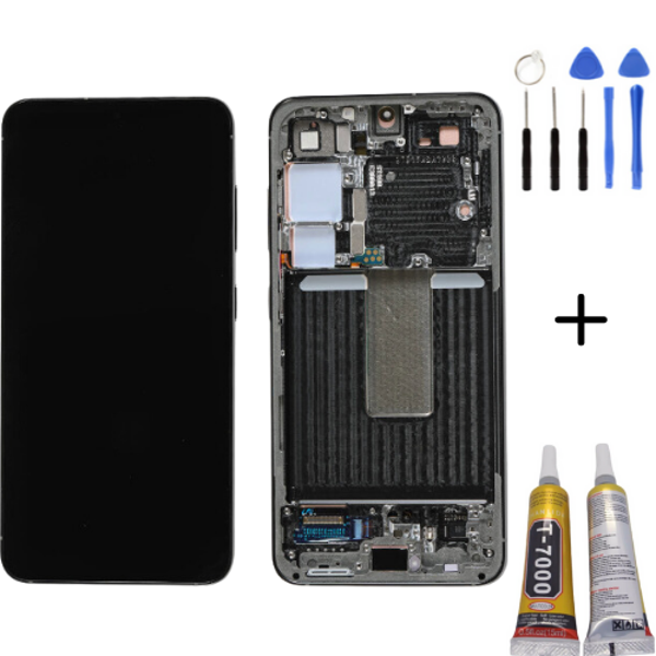TE Samsung S23 S911 Uyumlu Çıtalı Lcd Ekran Servis Yeşil + Montaj Kiti - Image 1