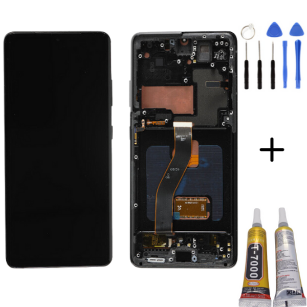 TE Samsung S21 Ultra 5G G998 Uyumlu Çıtalı OLED Lcd Ekran Siyah  - Image 1