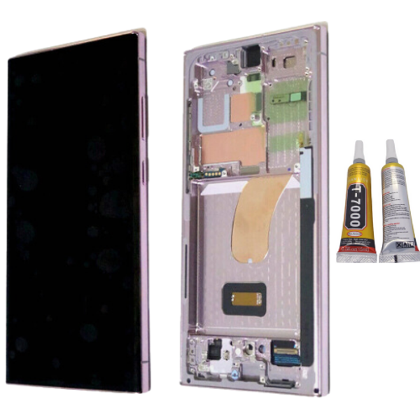 TE Samsung S23 Ultra S918 Uyumlu Çıtalı A Kalite Lcd Ekran Mor+B7000  - Image 1