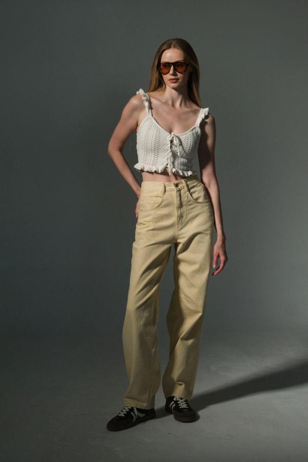 Toka Detaylı Bol Kesim Geniş Paça Rahat Baggy Jean Kot Salaş Kadın Pantolon @Milano - Image 1