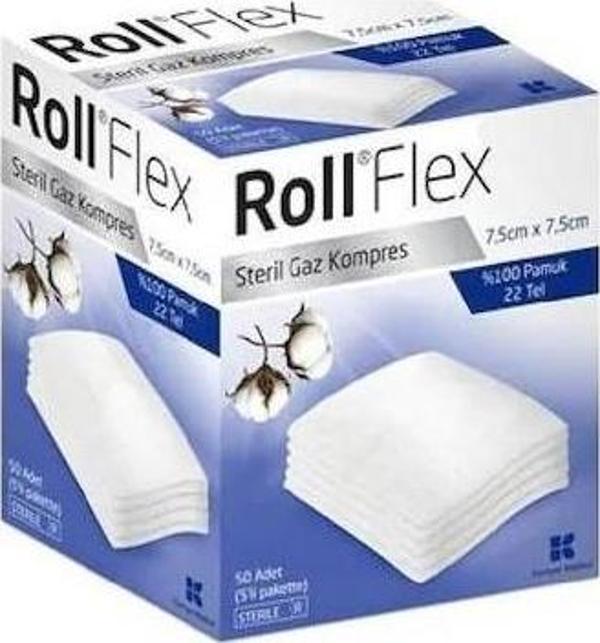 Roll Flex 7.5 cm x 7.5 cm Steril Gaz Kompres 50 Adet - Image 1
