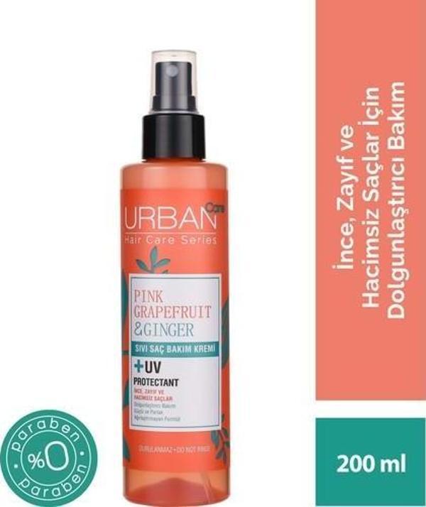Urban Care Pink Grapefruit&Ginger İnce Telli Saçlar Dolgunlaştırıcı Sıvı Saç Bakım Kremi-Vegan-200Ml - Image 1