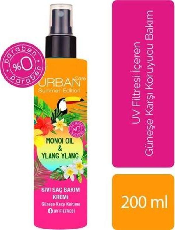 Urban Care Summer-Monoi Yağı&Ylang Ylang Güneş Koruyucu Sıvı Saç Bakım Kremi-Vegan-200Ml - Image 1
