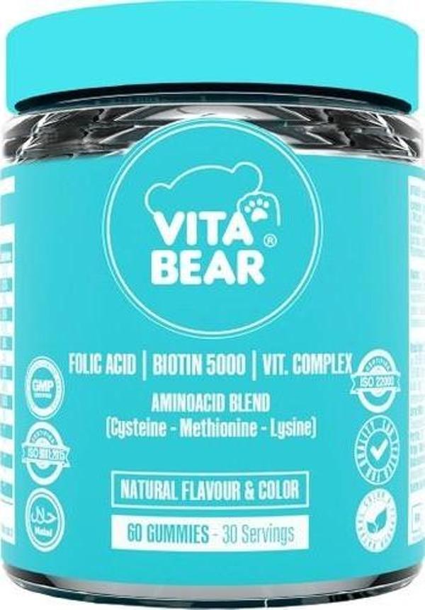 Vita Bear Strongr Hair grummy Biotin 5000 Folik Asit Vitamin Kompleks 60 Adet - Image 1