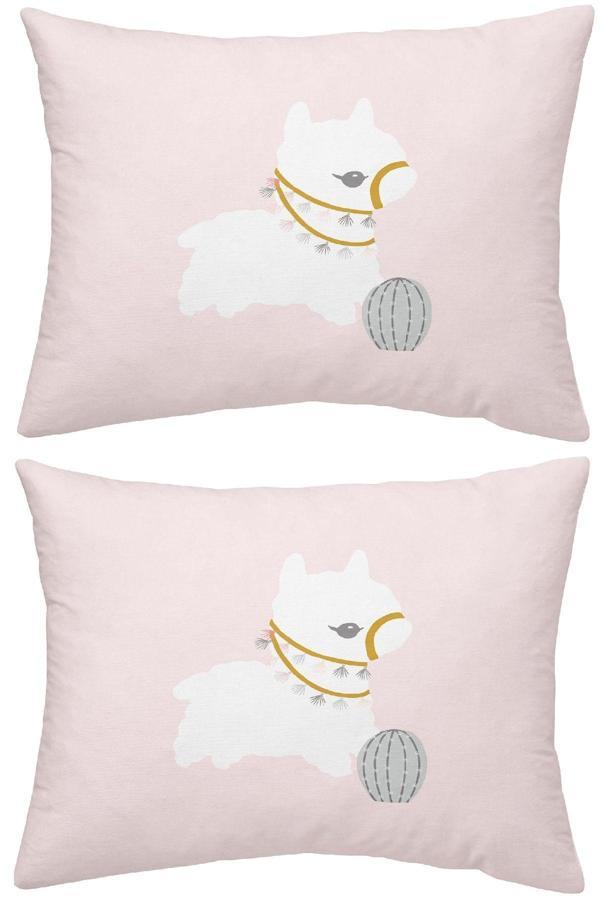 Makiteks %100 Pamuklu Lama Pembe 2 Adet 50X70 Yastık Kılıfı - Image 1