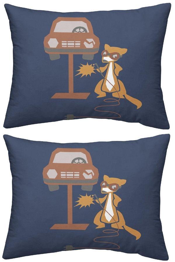 Makiteks %100 Pamuklu Mecano Arabalı Erkek Çocuk 2 Adet 50X70 Yastık Kılıfı Seti - Image 1