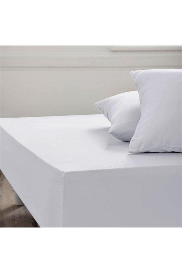 Makiteks %100 Pamuklu Kırık Beyaz 120X200+50X70 Tek Kişilik Yüksek Kenarlı Lastikli Çarşaf Seti - Image 1