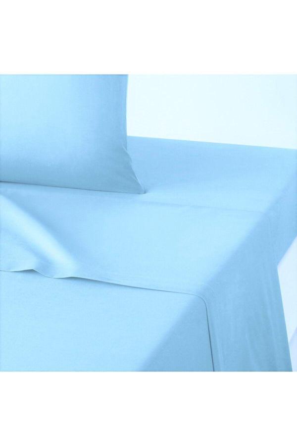 Maki Teks %100 Pamuklu Açık Mavi 160X200 2*(50X70) Çift Kişilik Lastikli Çarşaf Ve Yastık Kılıfı - Image 1