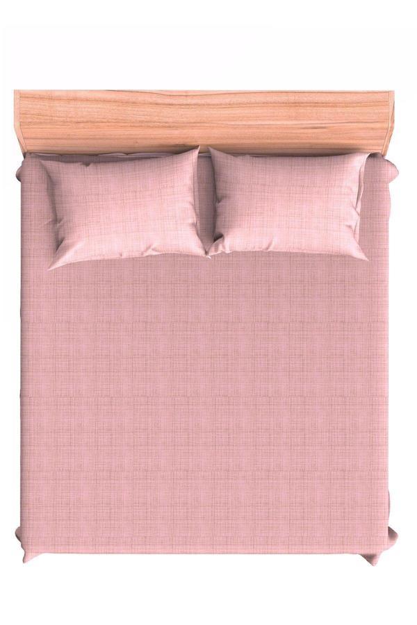 Maki Home Makiteks Pamuklu Kırçıl Efektli Pembe 100X200+50X70 Polycotton Tek Kişilik Lastikli Çarşaf Seti - Image 1