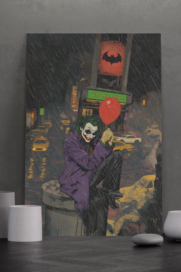 Yağmurlu Gotham ve Joker Kanvas Tablo - Image 1
