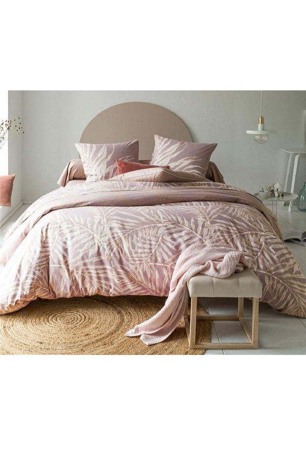 Makiteks Maki %100 Pamuklu Çiçekli Laure Yapraklar 200X220 50X70 Çift Kişilik Nevresim Ve Yastık Kılıfı Seti - Image 1