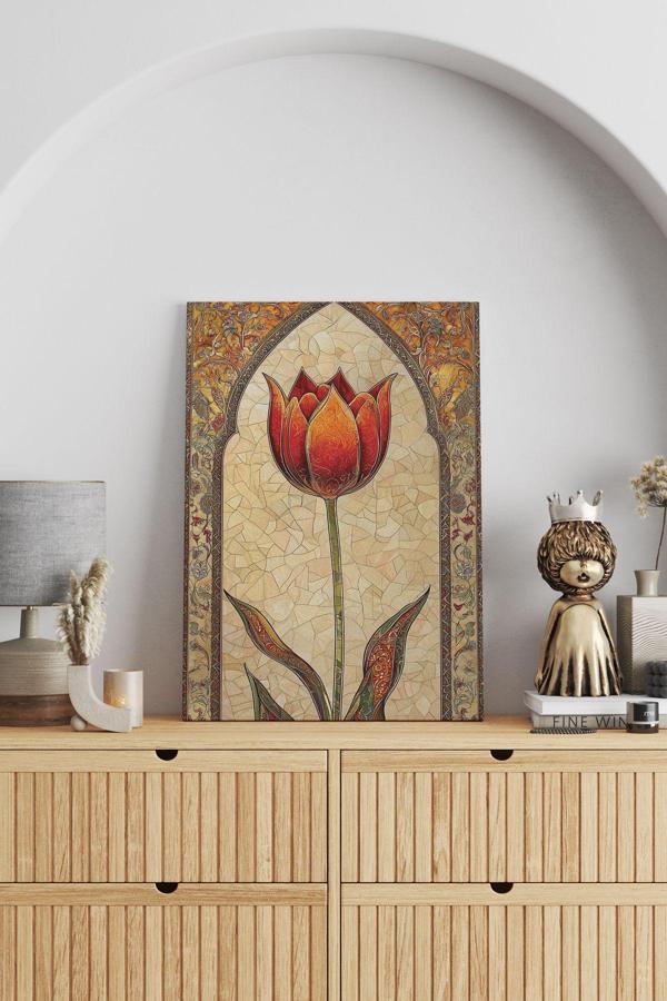 Çini Lale Deseni Kanvas Tablo - Image 1