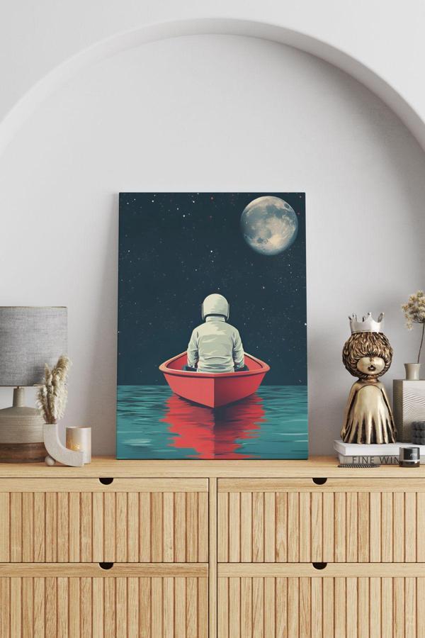 Astronot ve Tekne Kanvas Tablo - Image 1