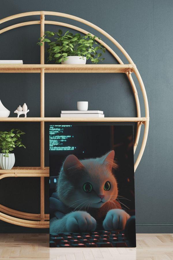 Hacker Kedi Kanvas Tablo - Image 1