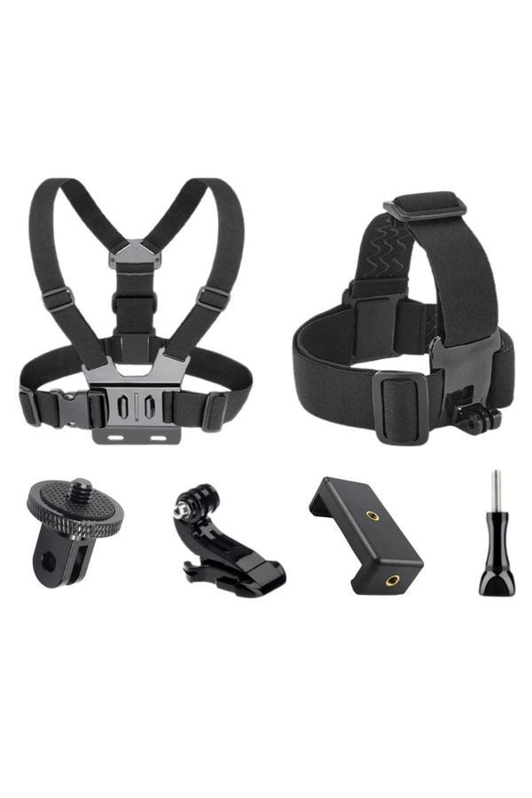 GoPro Aksiyon Kamera ve Telefon ile Uyumlu Kafa ve Göğüs Bandı Askı Seti - Image 1