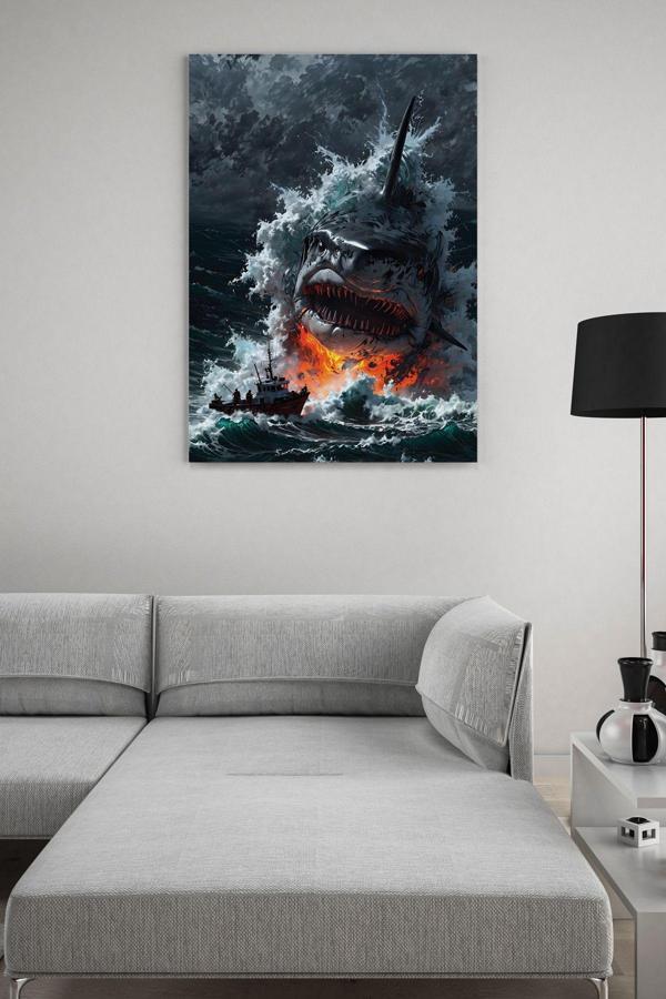 Megaladon Saldırısı Kanvas Tablo - Image 1