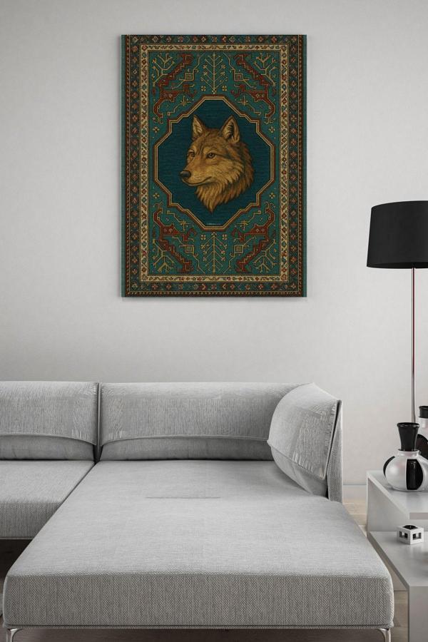 Kurt Desenli Kilim Kanvas Tablo - Image 1