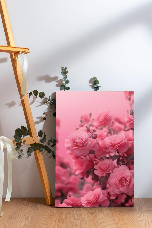 Pembe Çiçekler Kanvas Tablo - Image 1