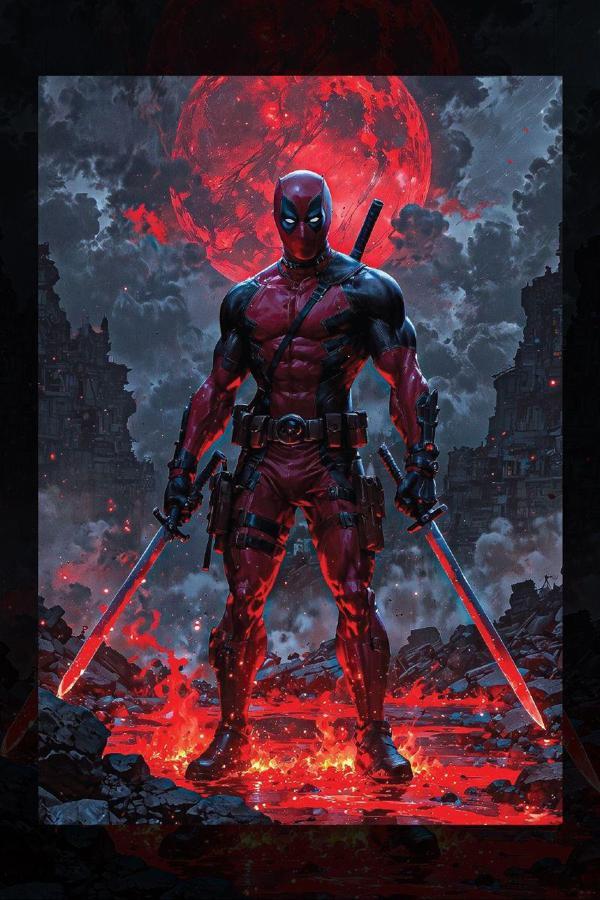 Deadpool İki Kılıç Kanvas Tablo - Image 1