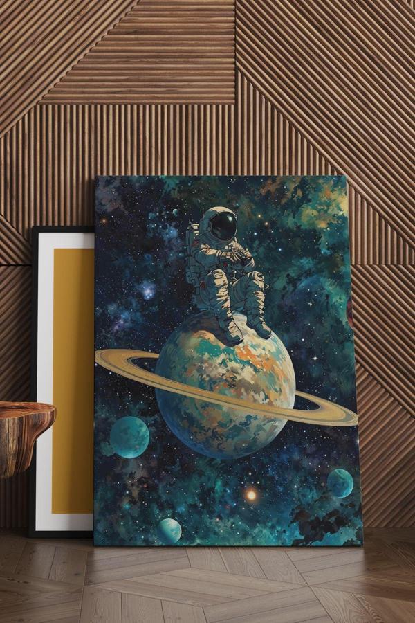 Yalnız Astronot Kanvas Tablo - Image 1