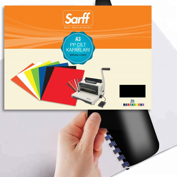 Sarff 450 Micron A3 OPAK SİYAH PP KAPAK 50 li Paket - Image 1