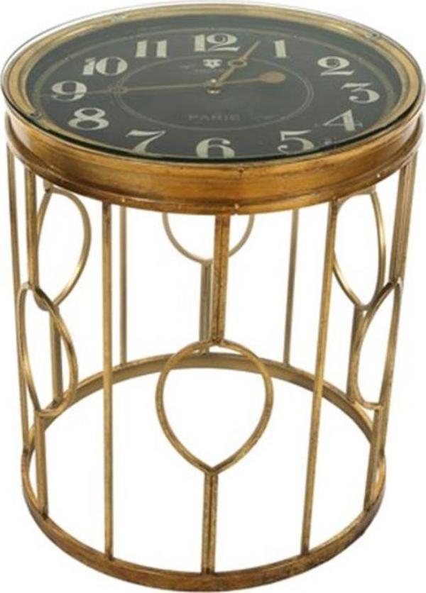 Vitale Gold Metal Halka Saatli Sehpa 51.5 x 51.5 x 61 Cm - Image 1