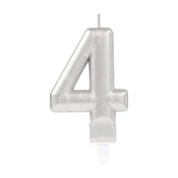 4 Rakam Mum Gümüş Renk - Image 1