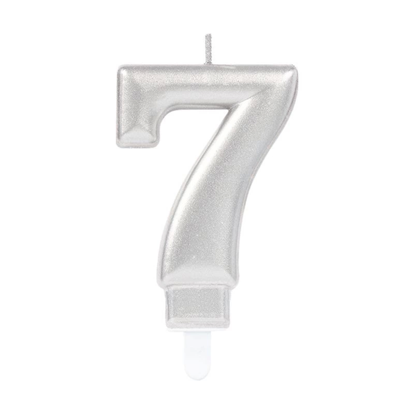 7 Rakam Mum Gümüş Renk - Image 1