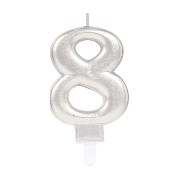 8 Rakam Mum Gümüş Renk - Image 1
