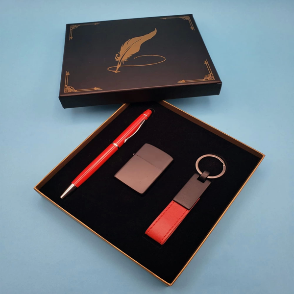 Kırmızı Anahtarlık Çakmak Ve Touchpen Kalem - Image 1