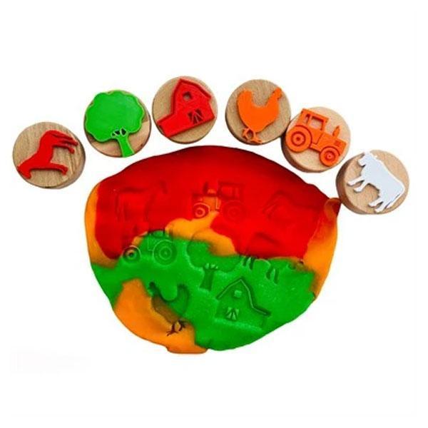 ChildGen Play Dough Ahşap Damga Seti 6lı Çiftlik - Image 1