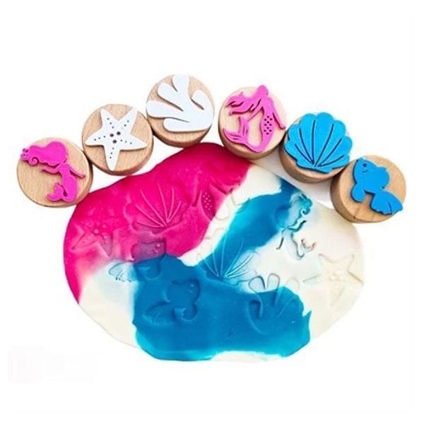 ChildGen Play Dough Ahşap Damga Seti 6lı Deniz Kızı - Image 1