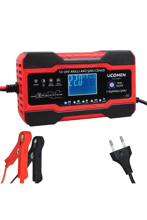 Ucomen Uc-C121001A Kirmizi 12/24 Volt 10 Amper Led Göstergeli Akü Şarj Cihazi - Image 1