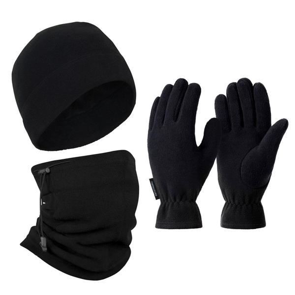 Thermoform Polar Unisex Eldiven Bere Boyunluk Seti Siyah - Image 1