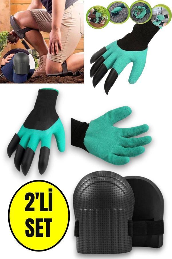 2'li Bahçıvan Dizlik - Pratik Tırmıklı Bahçivan Eldiveni - Image 1