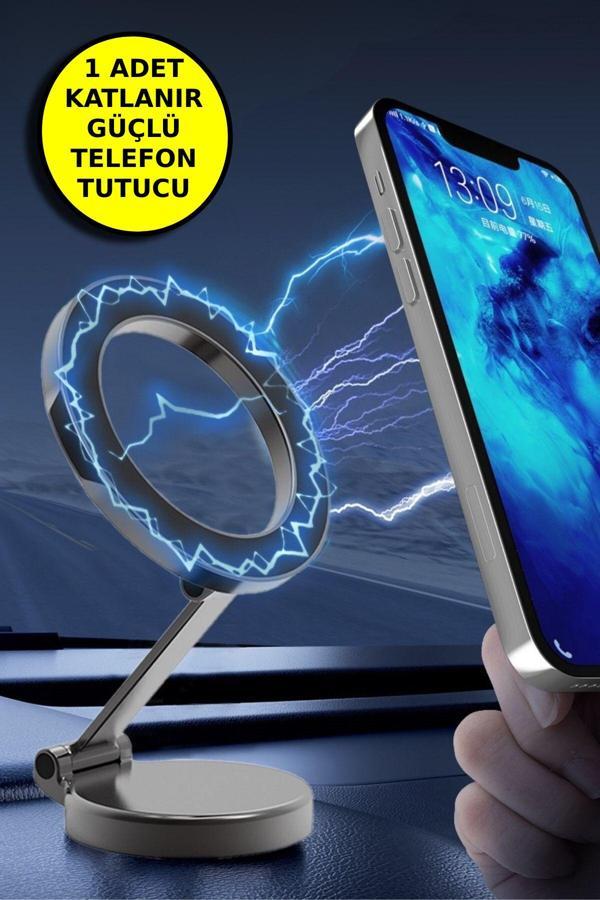 Katlanır Tüm Telefonlarla Uyumlu Güçlü Manyetik Araç Telefonu Tutacağı Telefon  Standı - Image 1