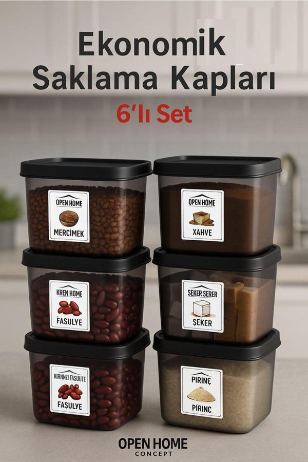 6’lı Set Saklama Kabı – Antrasit Renkli, Pratik ve Şık 550 ML - Image 1