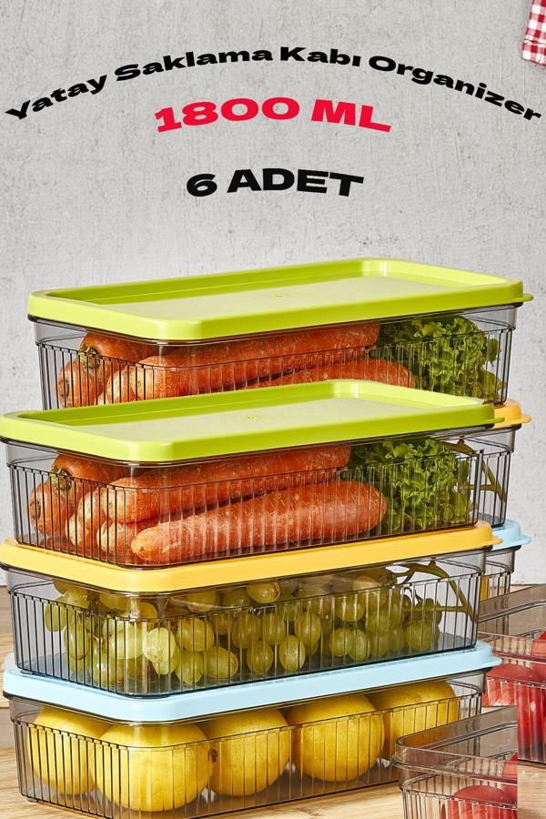 6'lı 1800 ml Buzdolabı Organizer -Saklama Kabı - Image 1