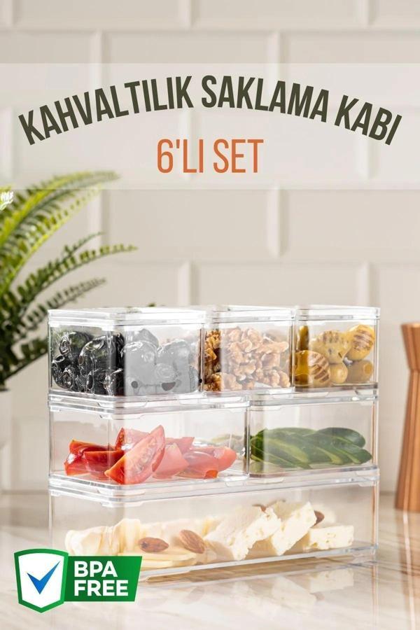 6'lı Clear Kahvaltılık Saklama Kabı Seti - Image 1