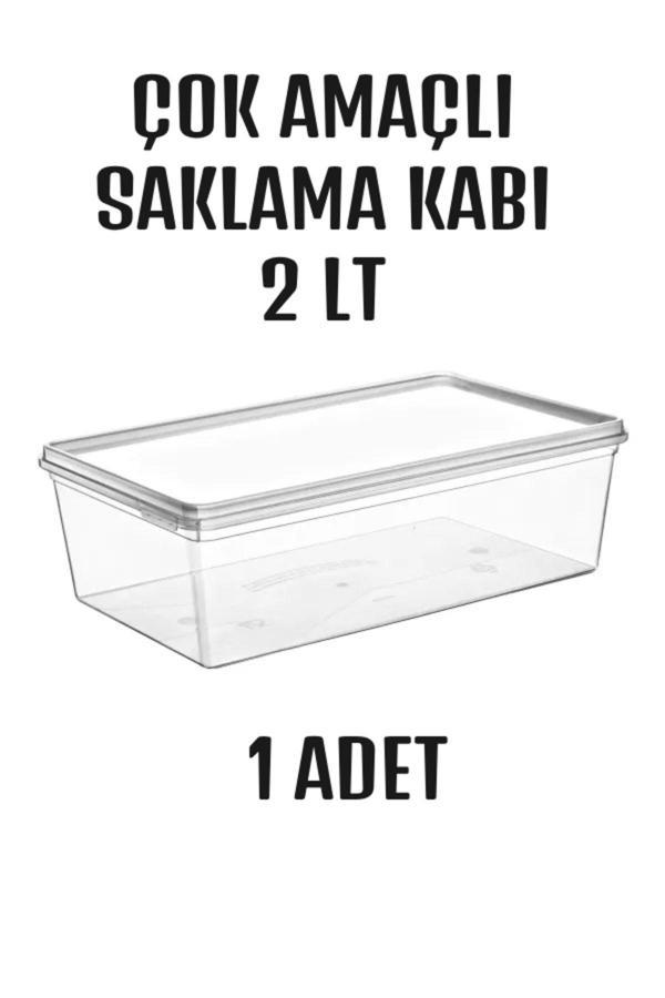 1 Adet Kendinden Kapaklı Derin Dondurucuya Uygun Saklama Kabı 2 Lt - Image 1
