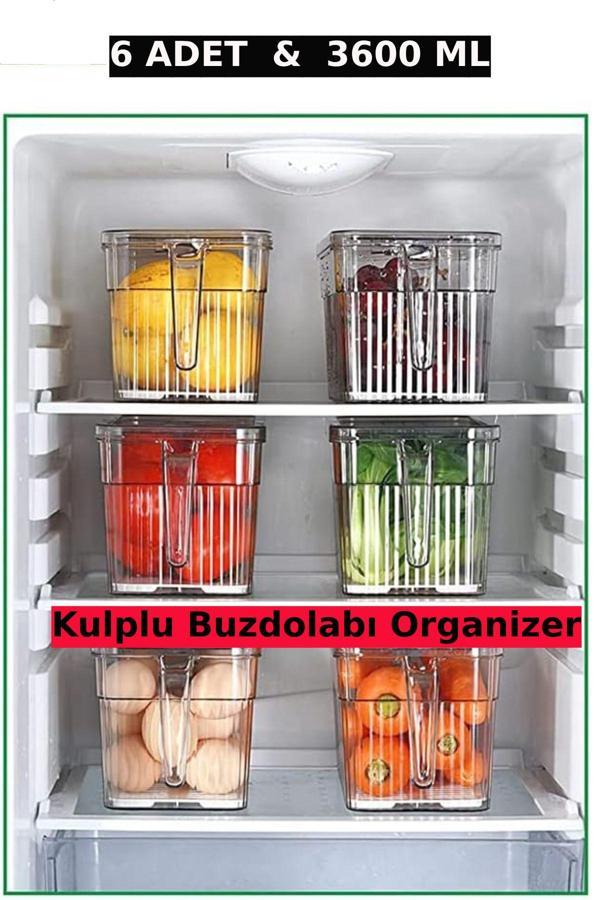 6'lı Kapaklı Kulplu Süzgeçli Dolap içi Düzenleyici Organizer - Image 1