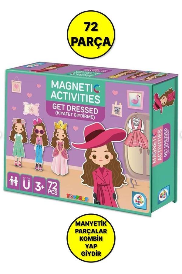 Manyetik Parçalı Eğitici Eğlendirici Kız Giydirme Kombin Yapma Aktivite Oyun Seti - 72 Parça - Image 1