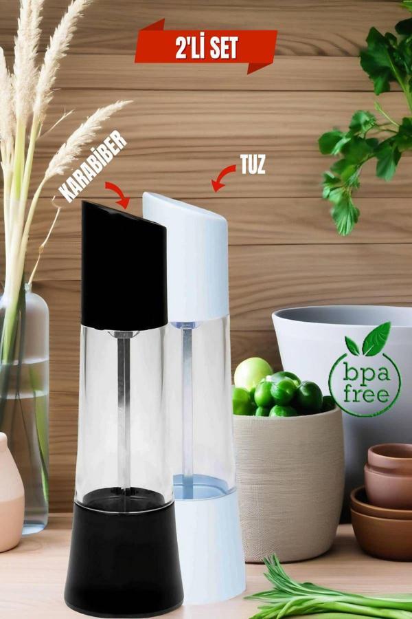 2'li Set Lux Tuz ve Biber Değirmeni Seramik - Image 1