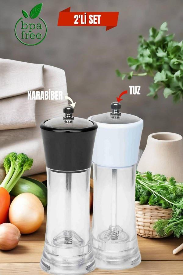 2'li Set Tuz ve Biber Değirmeni Seramik Elegant - Image 1