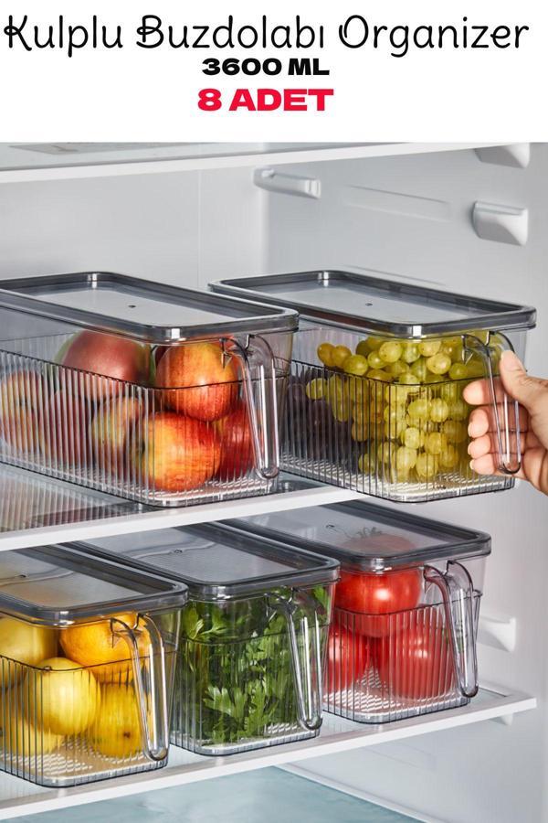 8'li Kapaklı Kulplu Süzgeçli Dolap içi Düzenleyici Organizer - Image 1