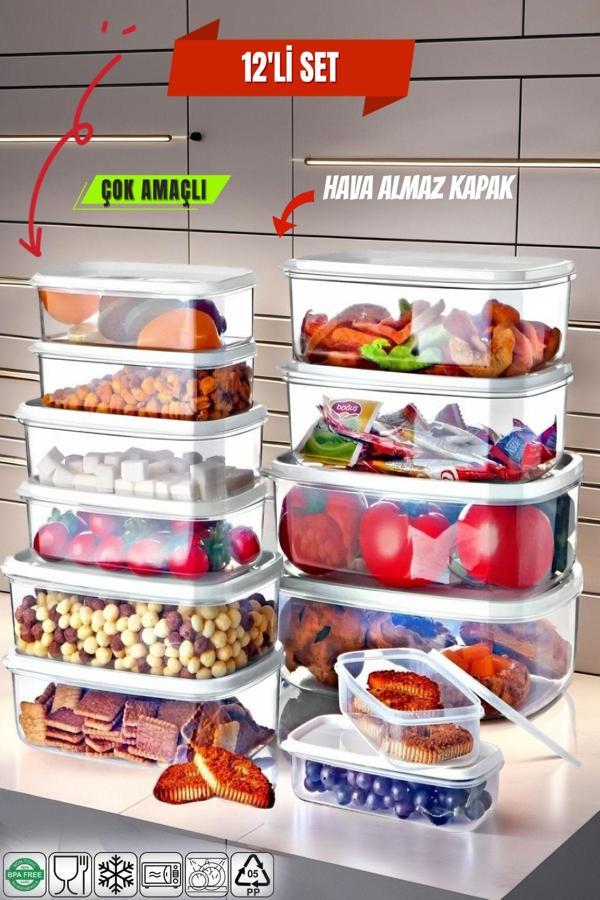 12 Adet Piknik Kamp Seyahat Saklama Kutusu | Beyaz Dikdörtgen Saklama Kutusu - Image 1