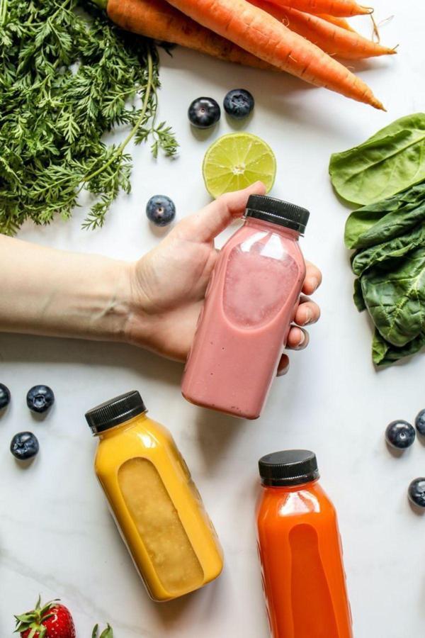 3 Adet Smoothie Detoks Şişesi Şeffaf Plastik Sızdırmaz Kapak Köşeli Meyve Suyu Şişesi 300 ML - Image 1
